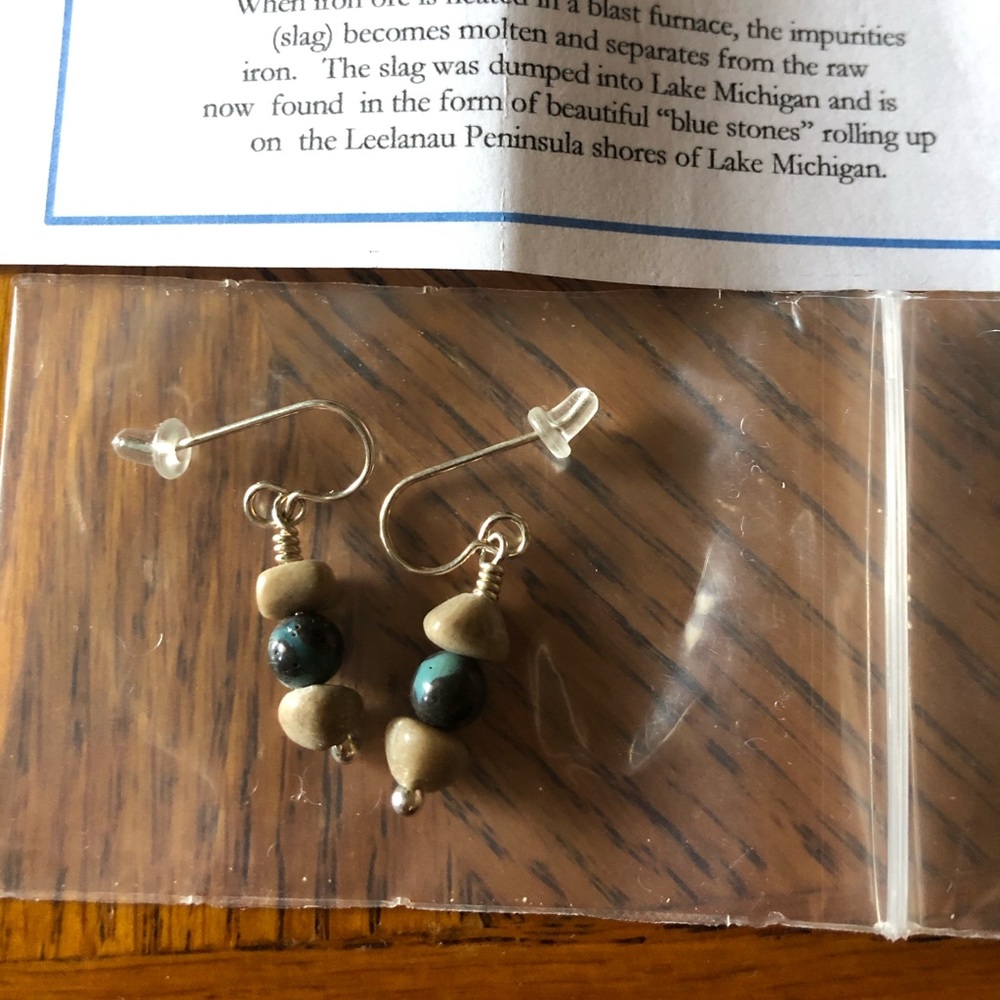 Lake Michigan blue stone earrings